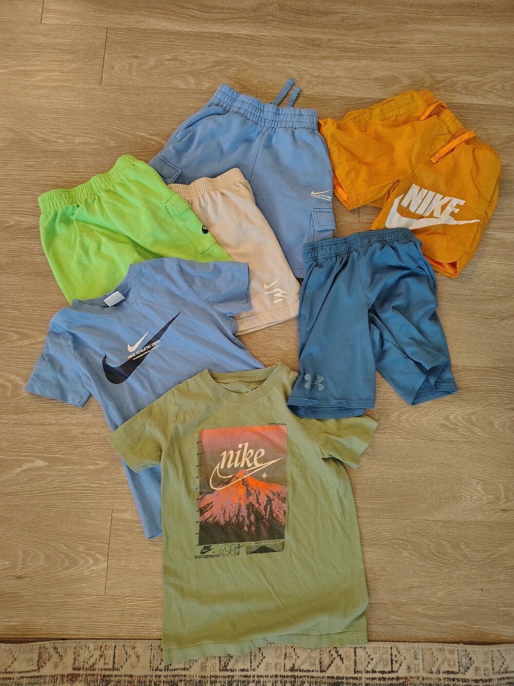 Nike Kids Shorts & Tees - Lime, Light Blue, Blue, Orange, Cream, Green